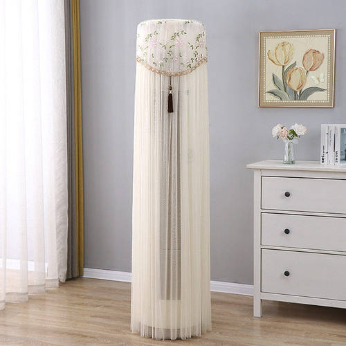 2025新款蕾丝纯白空调罩立式防尘套圆形通用不取罩开机便携客厅