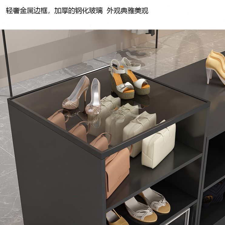 现代鞋店包店钢化玻璃中岛桌服装店铺中间摆放陈列流水台高低展示