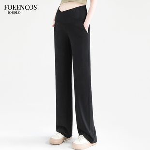 子春秋外穿阔腿裤 新款 大码 夏季 低腰直筒 宽松垂感拖地K长裤 孕妇裤