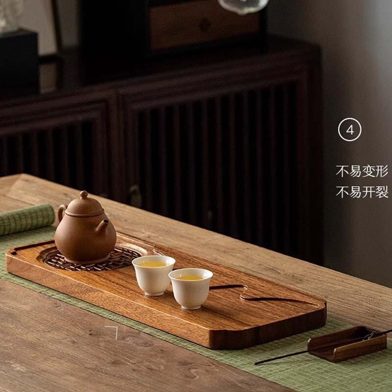 直销胡桃木质创意新中式家用排水式茶盘实L木小型干泡台客厅茶台