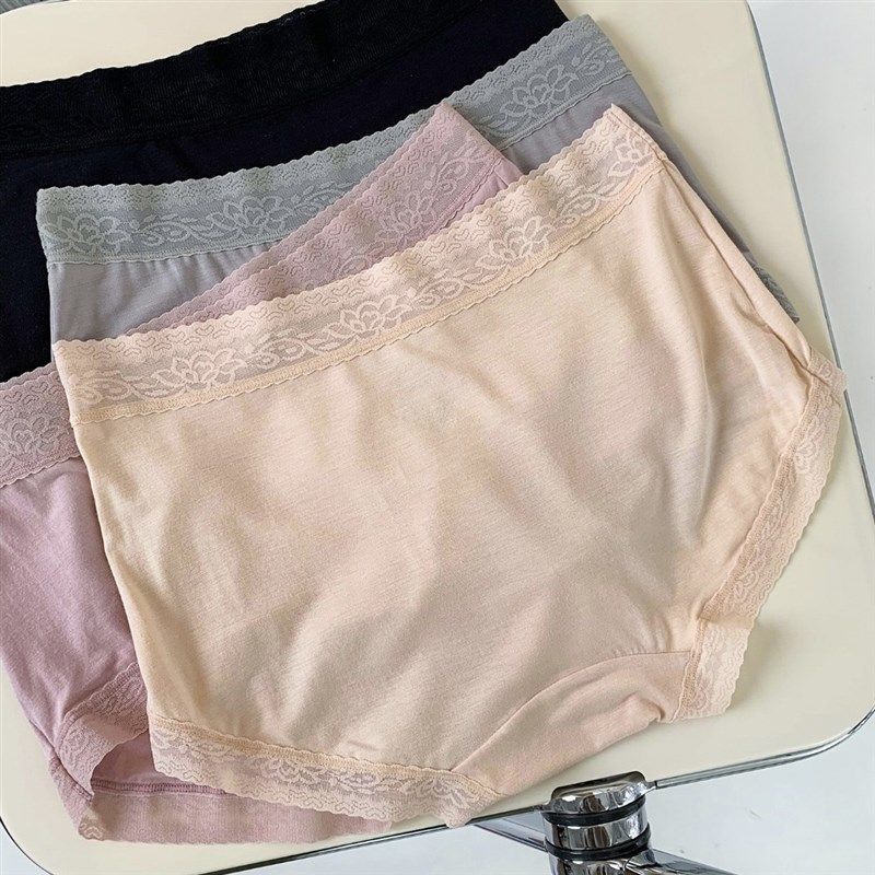 亲测好穿~曼妮feng原厂单莫代尔大弹力爽滑透气蕾丝花边中腰内裤