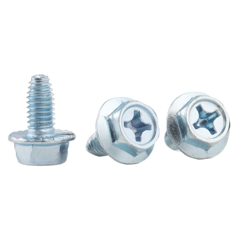 外六角十字槽法兰面三角牙螺丝带齿自攻机柜自锁锁紧螺钉M4M5M6M8