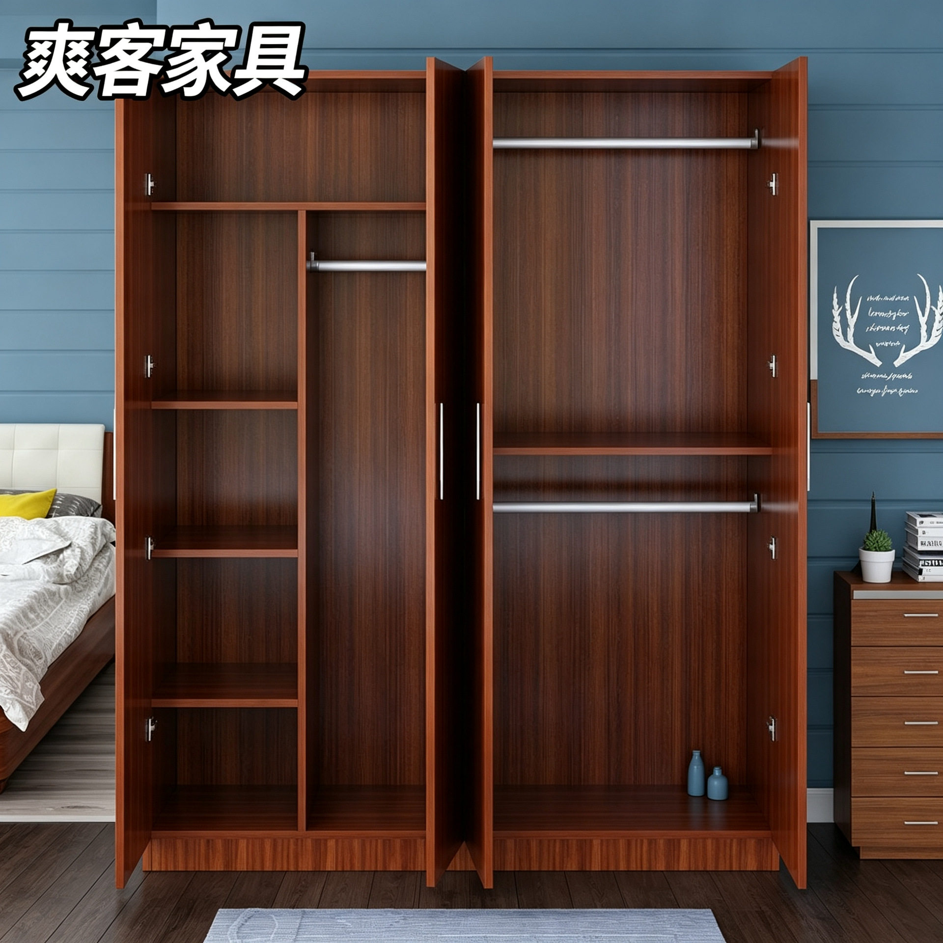 衣柜家用卧室木质推拉门儿童衣橱出租房屋用经济型简易柜子小户型