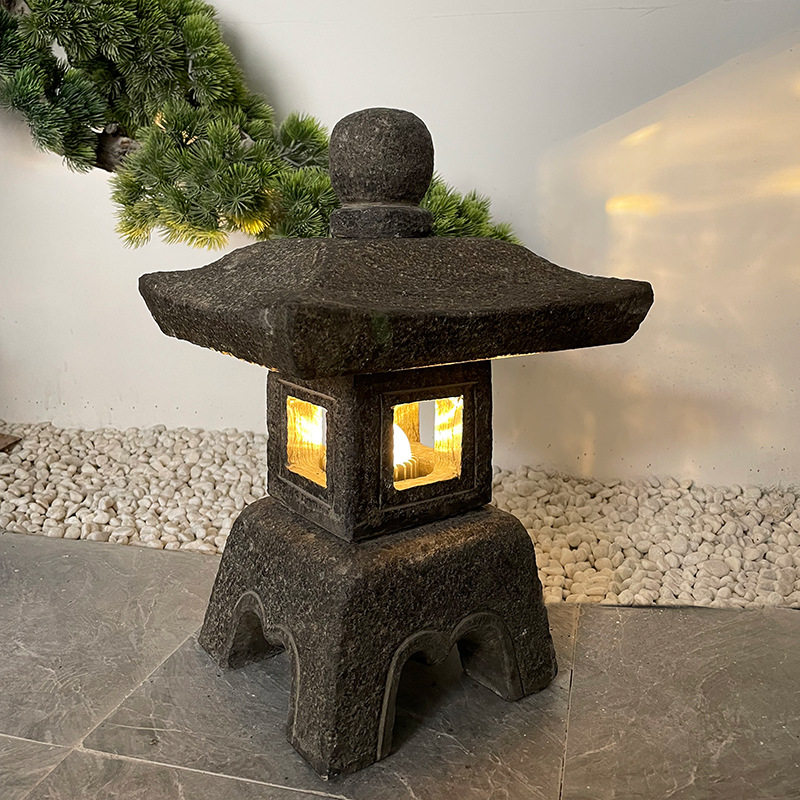 日式庭院石灯笼景观石雕摆件