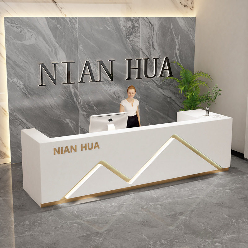 简约现代烤漆公司前台接待台美容院吧台收银台酒店迎宾台实木