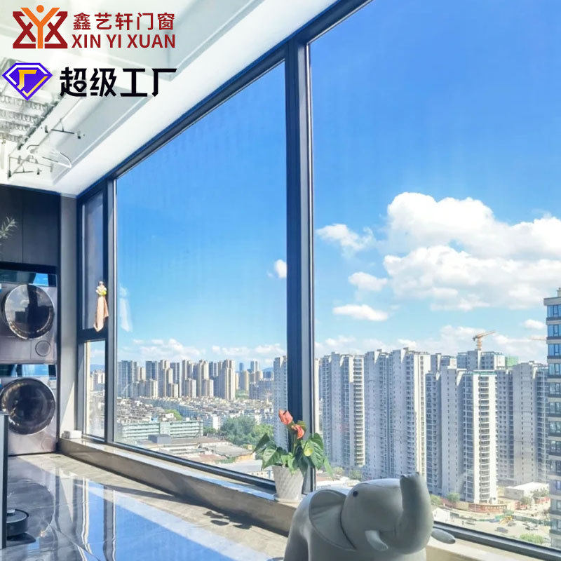 封阳台隔音窗平开窗断桥铝合金门窗纱一体落地玻璃窗户订置系统窗