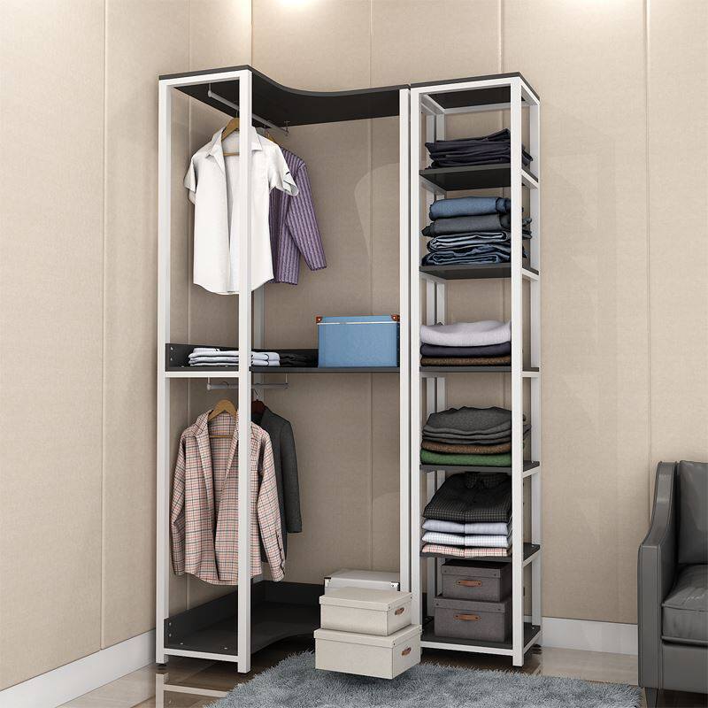 卧室衣架衣帽架落地简约组合衣帽间转角挂衣服架家用置物衣柜铁艺