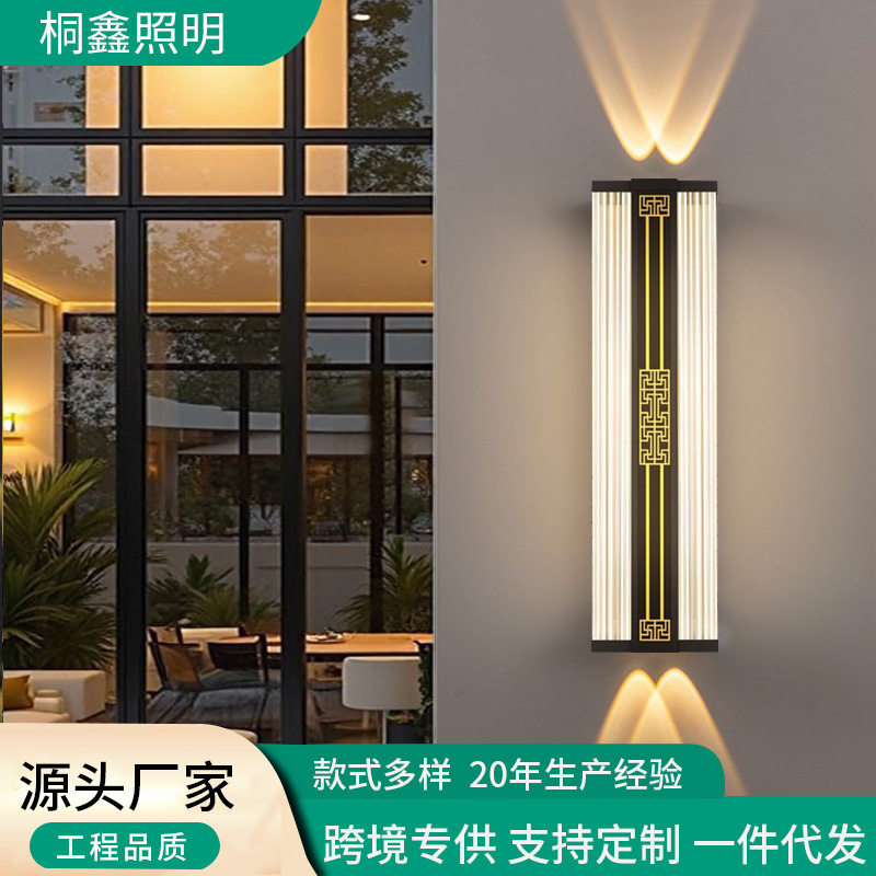 户外防水壁灯别墅庭院阳台大门两侧柱子灯新中式室外墙壁灯带射灯