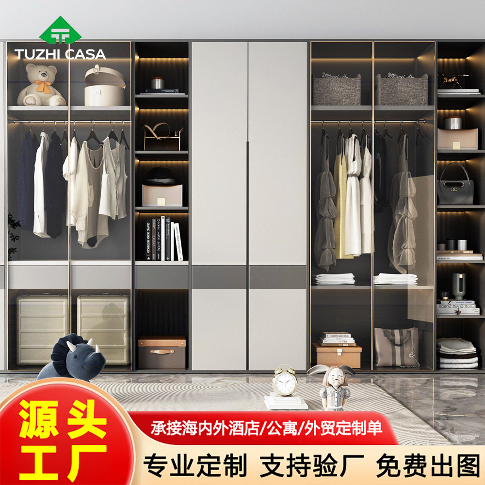 佛山全屋订置工厂整体柜子衣柜步入式衣帽间挂衣区多带全身镜定做