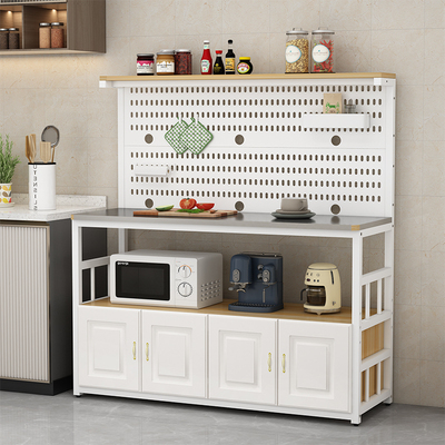 厨房不锈钢操作台切菜桌洞洞板置物架落地多层收纳架多功能餐边柜