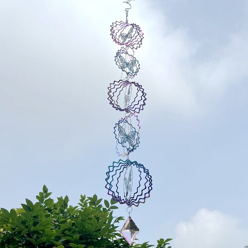 北欧2023年新款3d立体旋转梦幻圆形风转风铃花园庭院挂饰门饰礼物