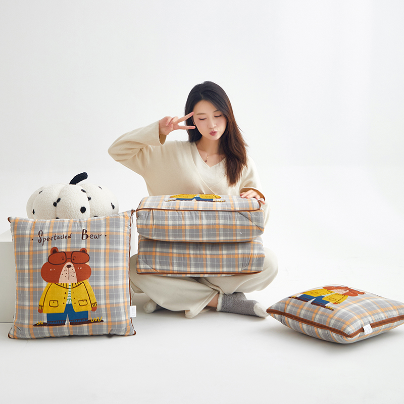 2024两用全棉抱枕被二合一午休被子靠垫枕头被空调被车用四季被子