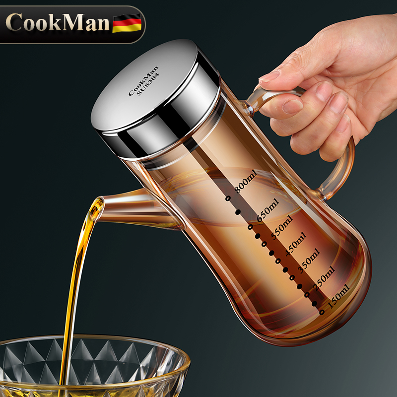 欧式玻璃油壶防漏油瓶厨房家用不挂油装酱油醋调料瓶大容量油罐壶