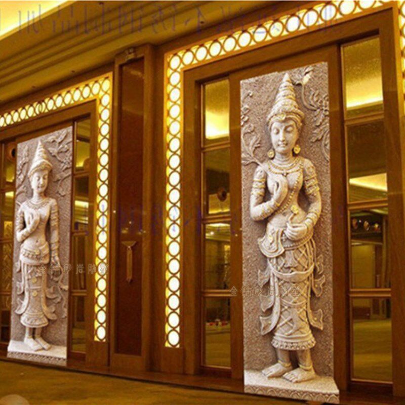 砂岩浮雕背景墙装饰画人物浮雕壁饰泰式佛像沙雕壁画艺术浮雕