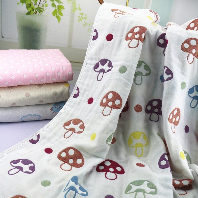 婴儿纱布浴巾 宝宝新生儿六层蘑菇I加大毛巾被 纯棉A类夏,婴童用品,婴童抱被/抱毯,淘宝优惠券,粉丝福利购,淘宝优惠卷