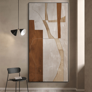 竖版 饰画莫兰迪色抽象过道走廊尽头挂画现代轻奢墙壁画 入户玄关装