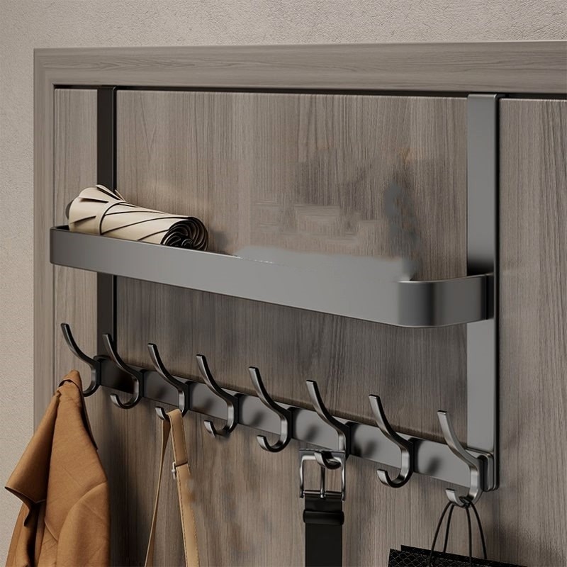 门后双层挂衣架免打孔卧室门上挂钩门背式衣帽架门后收纳架置物架