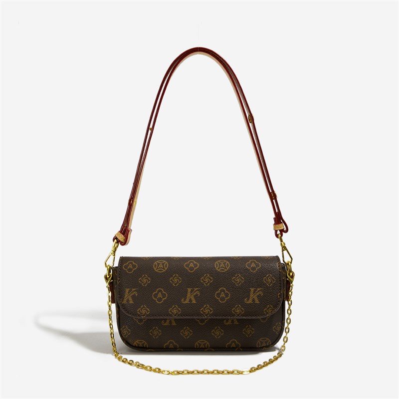 超火小包包女2024新款秋季老花链条法棍腋下包小众百搭单肩斜挎包