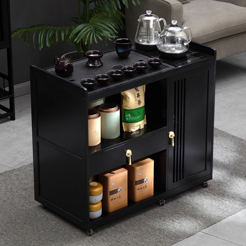 移动茶桌小茶f台烧水壶一体家A用茶水柜实木阳台茶几煮泡茶简约轻