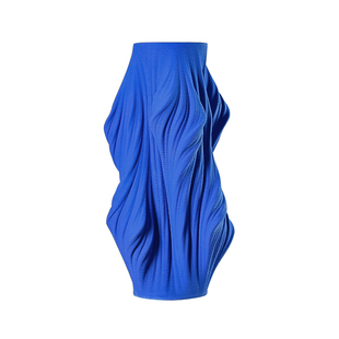 现代3D打印陶瓷花瓶哑光色褶皱花器样板间客厅桌面大号装 饰品摆件