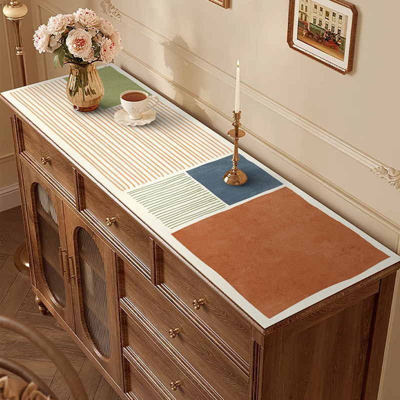 美式餐边柜桌垫防水防尘高级感电视柜桌布鞋柜盖布玄关台面保护垫