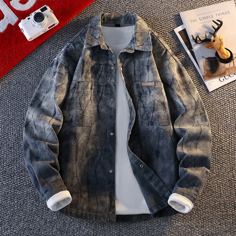 牛仔外套男春秋季新款美式青少年衬衫夹克初高中学生潮流男装上衣