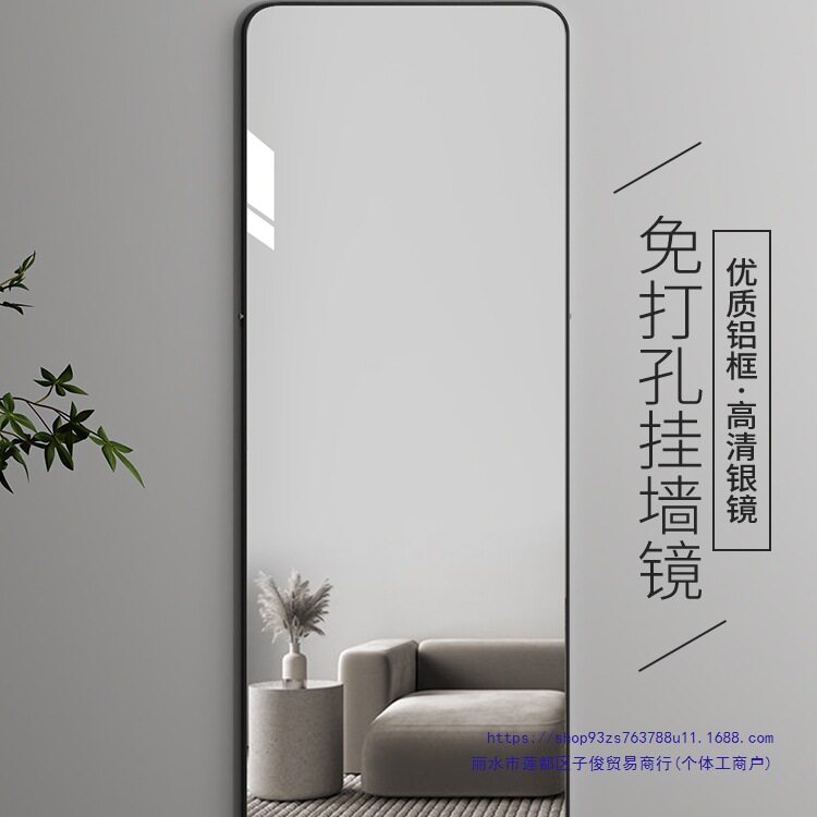 全身镜子贴墙自粘免打孔试衣镜子卧室家用宿舍风壁挂墙穿衣镜