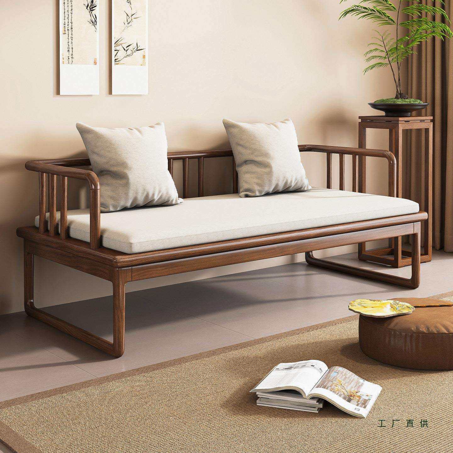 新中式实木罗汉床贵妃榻2026新款客厅家用现代简约实木沙发床躺椅