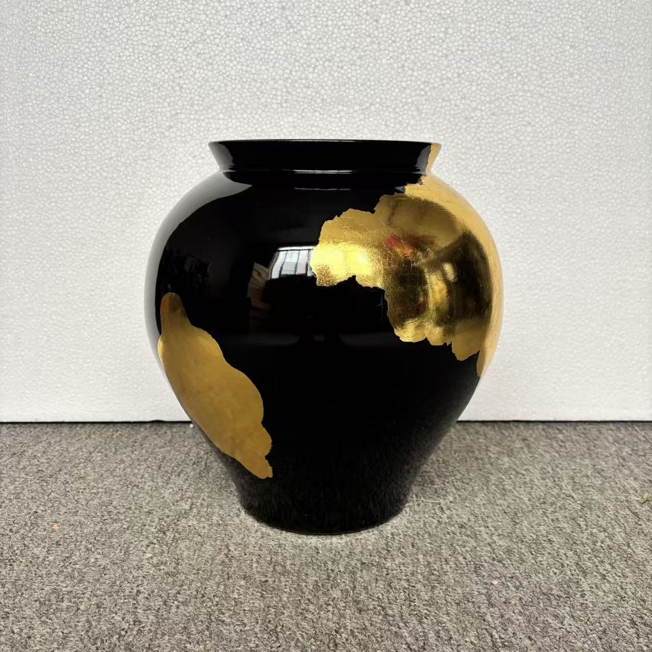 新中式创意手绘贴金铂陶瓷陈设饰品摆件样板房间酒店办公室玄关