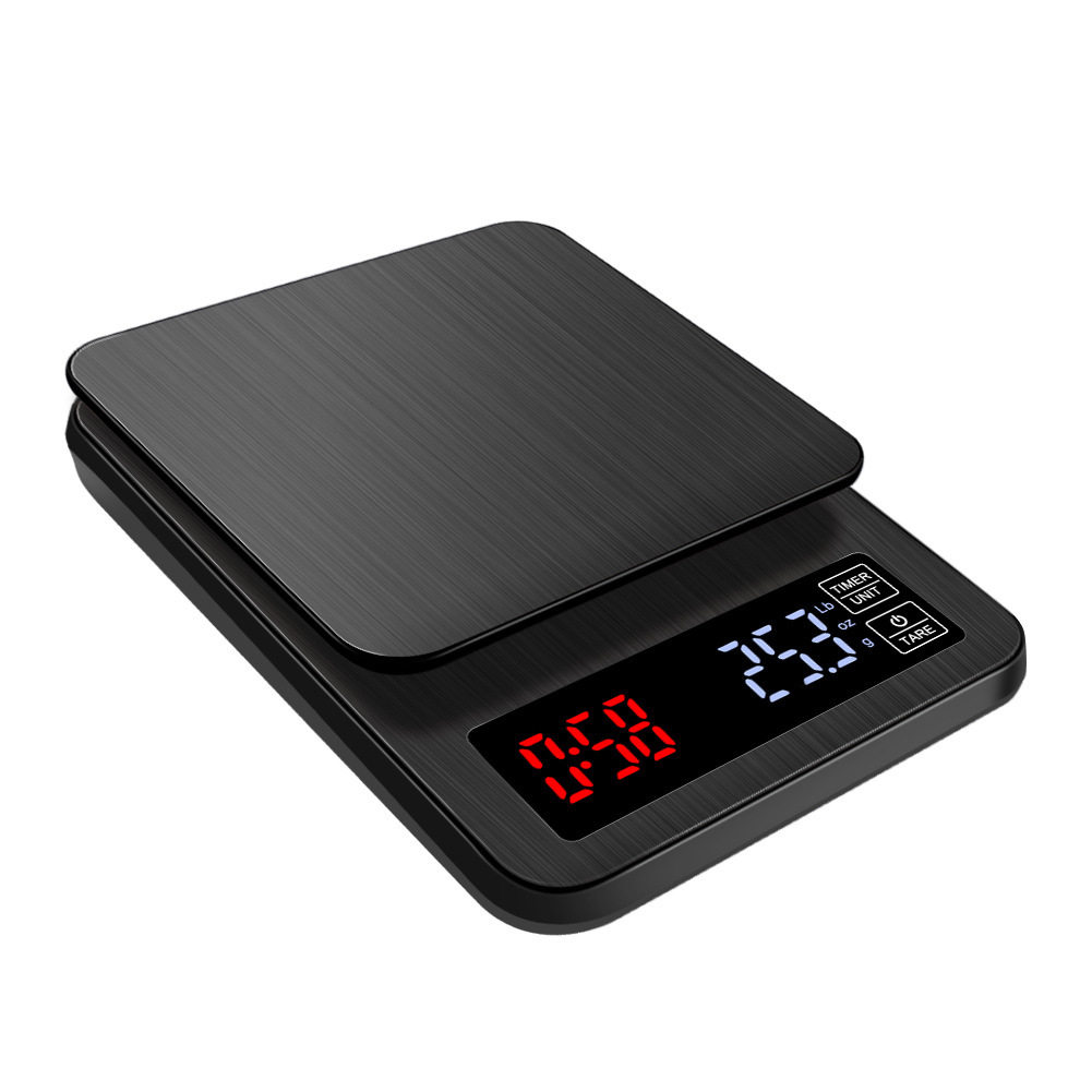 不锈钢计时咖啡秤电子秤迷你厨房秤10kg/1g秤5kg/0.1家用电子称