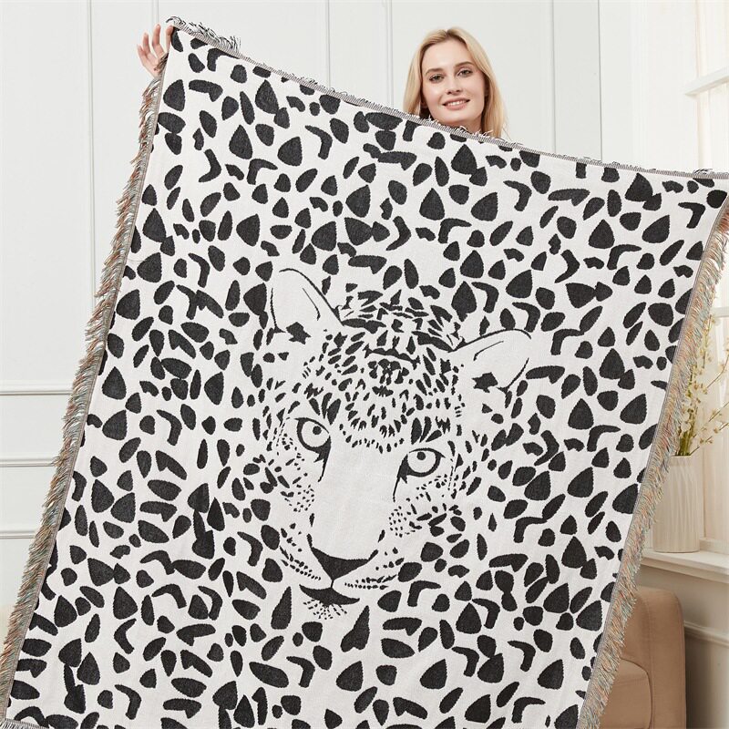 狂野非洲风猎豹单人位沙发垫四季款多用途沙发盖布巾挂毯沙发套罩