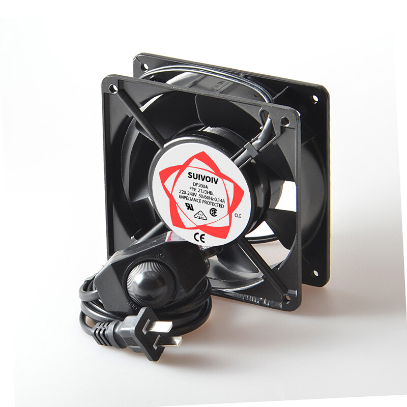 12CM 220V 12038全铜双滚珠耐高温 散热风扇7叶带网带线带调速
