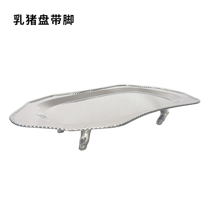 工厂直销加厚烤乳猪盘烧猪座碟酒店金色烧鹅烧鸭摆盘中式猪型盘