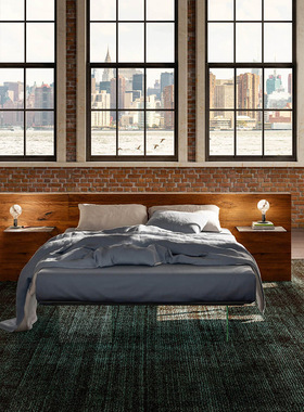 设计师诧寂风实木床LAGO意式极简悬浮床轻奢现代主卧双人床