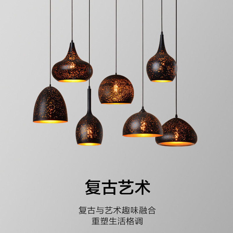 美式复古铁艺吊灯咖啡厅吧台单头灯饰酒吧餐厅工业风锈蚀锅盖灯具