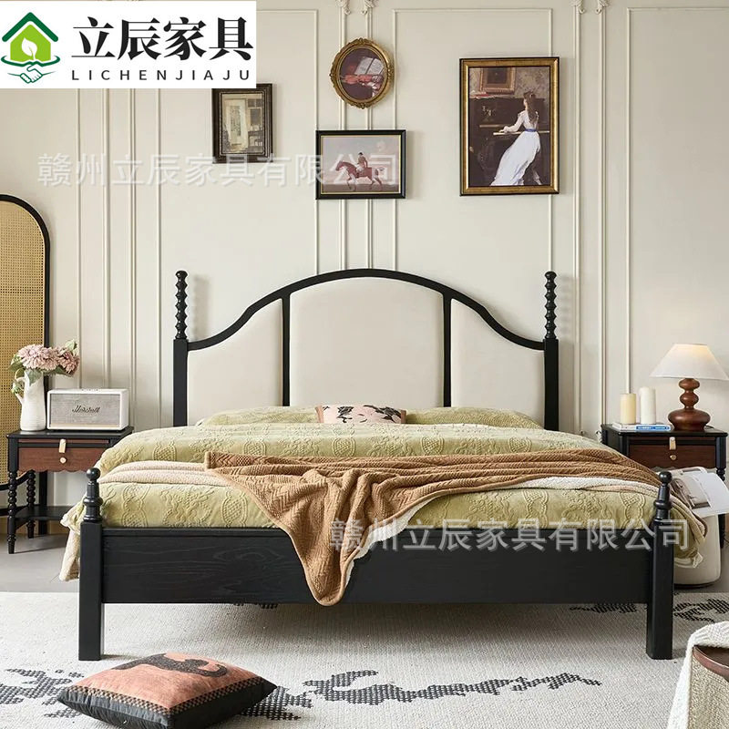 红橡美式实木床艾米床法式雕花床屏主卧双人大床轻复古简约婚床