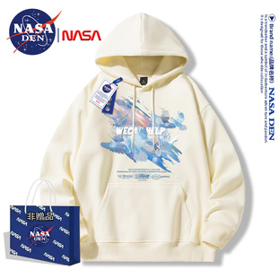 NASA联名日系简约重磅长袖卫衣男女款时尚休闲宽松百搭连帽上衣服