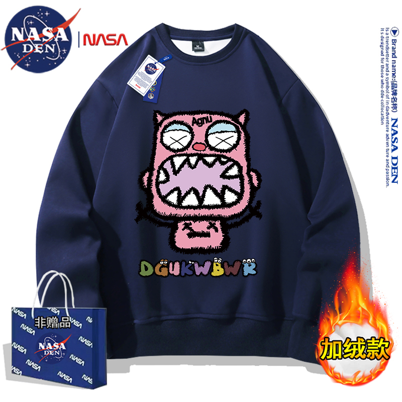 NASA联名日系复古重磅长袖卫衣男女款时尚宽松百搭加绒连帽上衣服