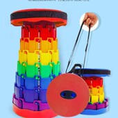 彩虹户外伸缩凳塑料折叠凳露营钓鱼火车排队收缩升降凳椅折叠凳