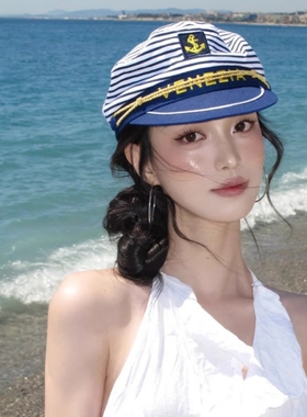 海军风复古英伦条纹水手帽