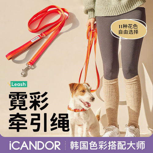 iCANDOR韩国进口狗狗牵引绳防爆冲双握把大中小型犬外出遛狗绳