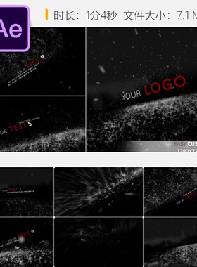 AE模板黑色雨滴3D卡通风格动画片头特效设计