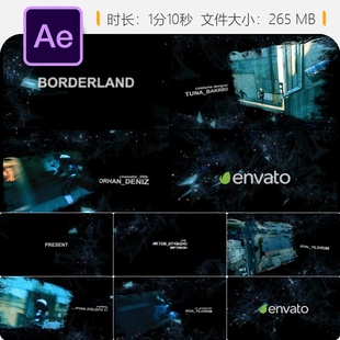AE模板电影片头科技感边框动画LOGO片名字幕条特效动作大片风格