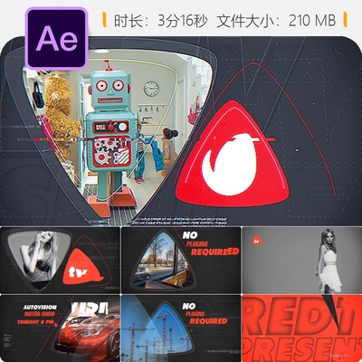 时尚广播包装AE模板现代动态图形专业电视新闻栏目动画设计套装