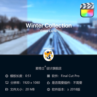 FCPX专业电影感冬季雪景航拍调色LUT预设合集支持DaVinci Resolve