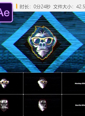 Dubstep故障风格三维暗黑动态发光腐蚀质感AE模板LOGO动画特效