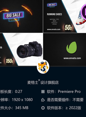 黑色星期五大促销PR商业广告模板4K赛博朋克风格动态文字设计