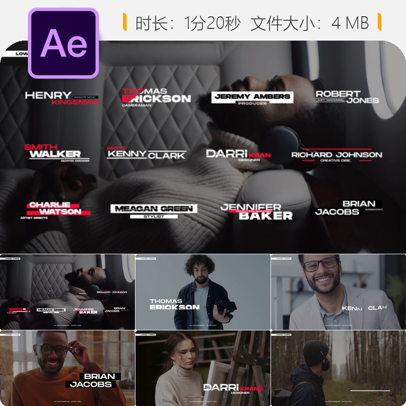AE模板动态文字排版时尚企业宣传视频制作元素自动缩放技术标识