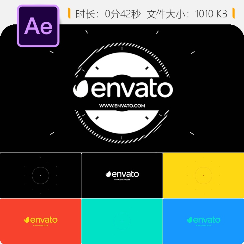 AE模板故障失真LOGO动画片头视频特效制作AE工程文件素材下载
