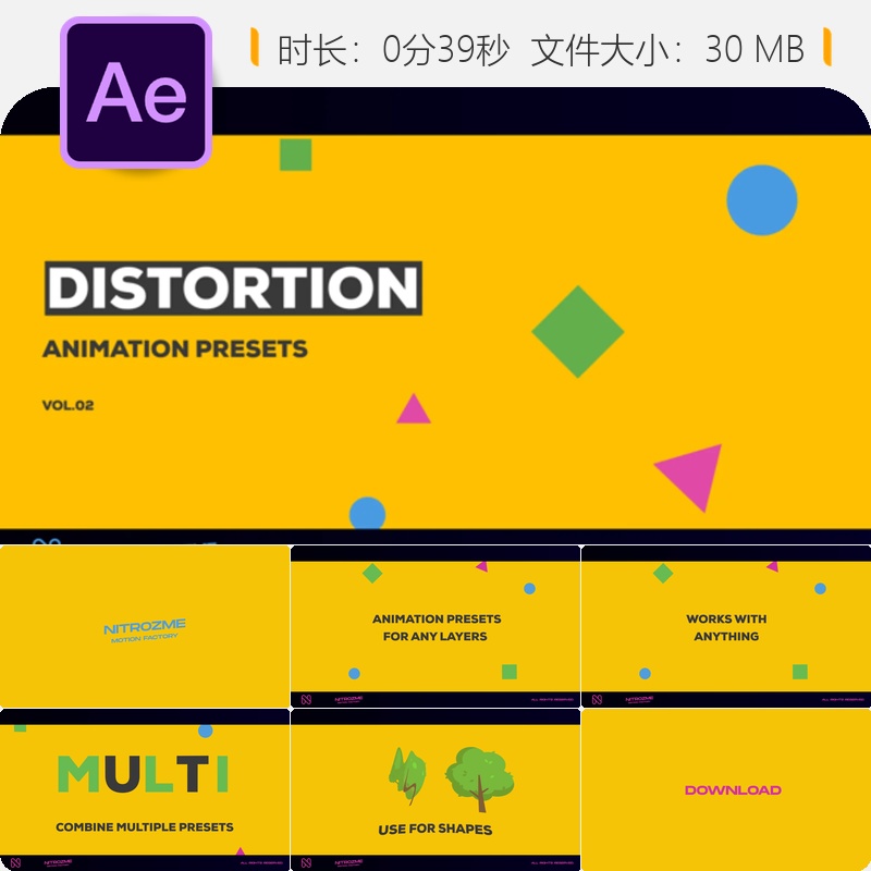AE模板3D动画运动预设包物理特效文字动画工具包扩展插件集合